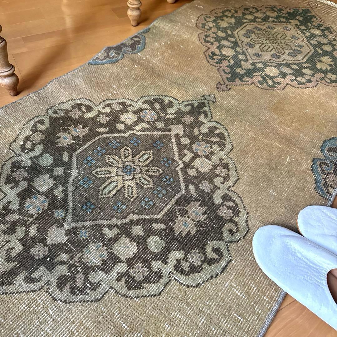 専用ページ　67×139 カーキベージュ　色褪せカラー　トルコヴィンテージラグ