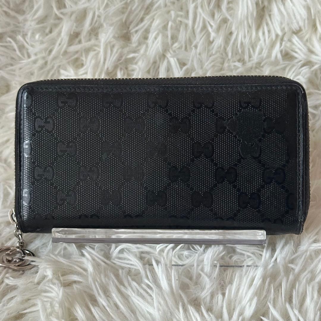 グッチ インプリメ ラウンドジップ GG柄 インターロッキング 長財布 黒