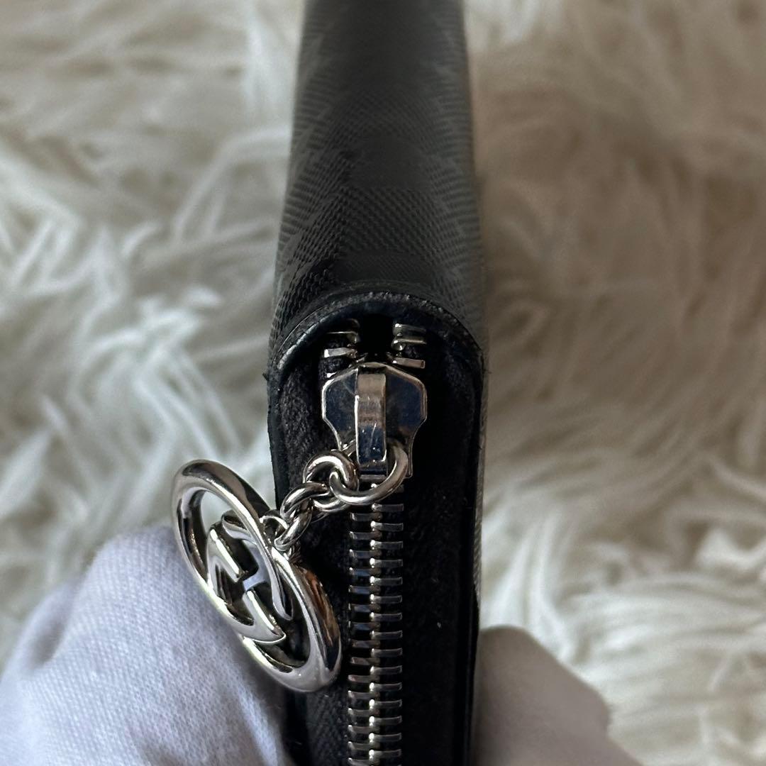 グッチ インプリメ ラウンドジップ GG柄 インターロッキング 長財布 黒