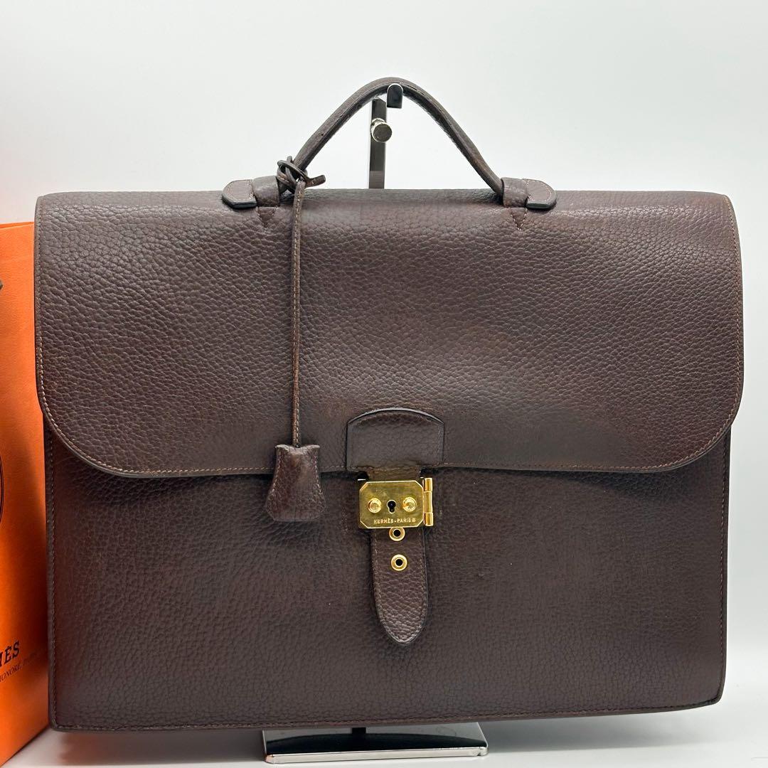 エルメス サックアデペッシュ 41 ブリーフケース トリヨンクレマンス ブラウン