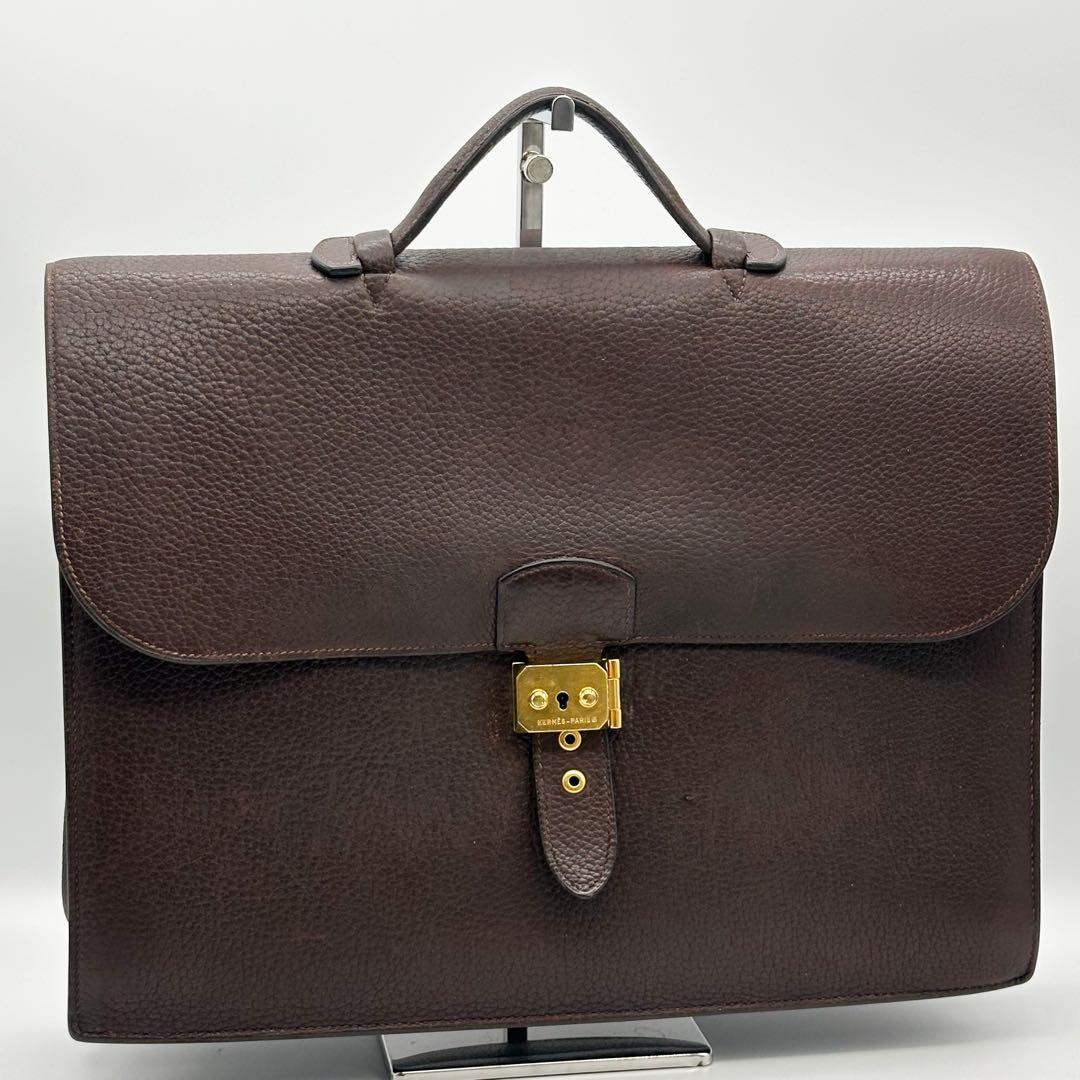 エルメス サックアデペッシュ 41 ブリーフケース トリヨンクレマンス ブラウン