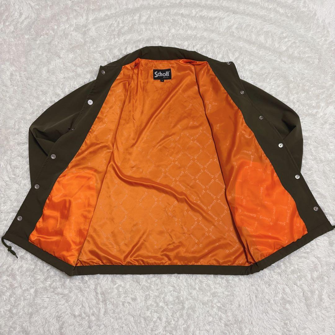 ✨未使用級✨ SCHOTT コーチジャケット 背面プリント カーキ S size