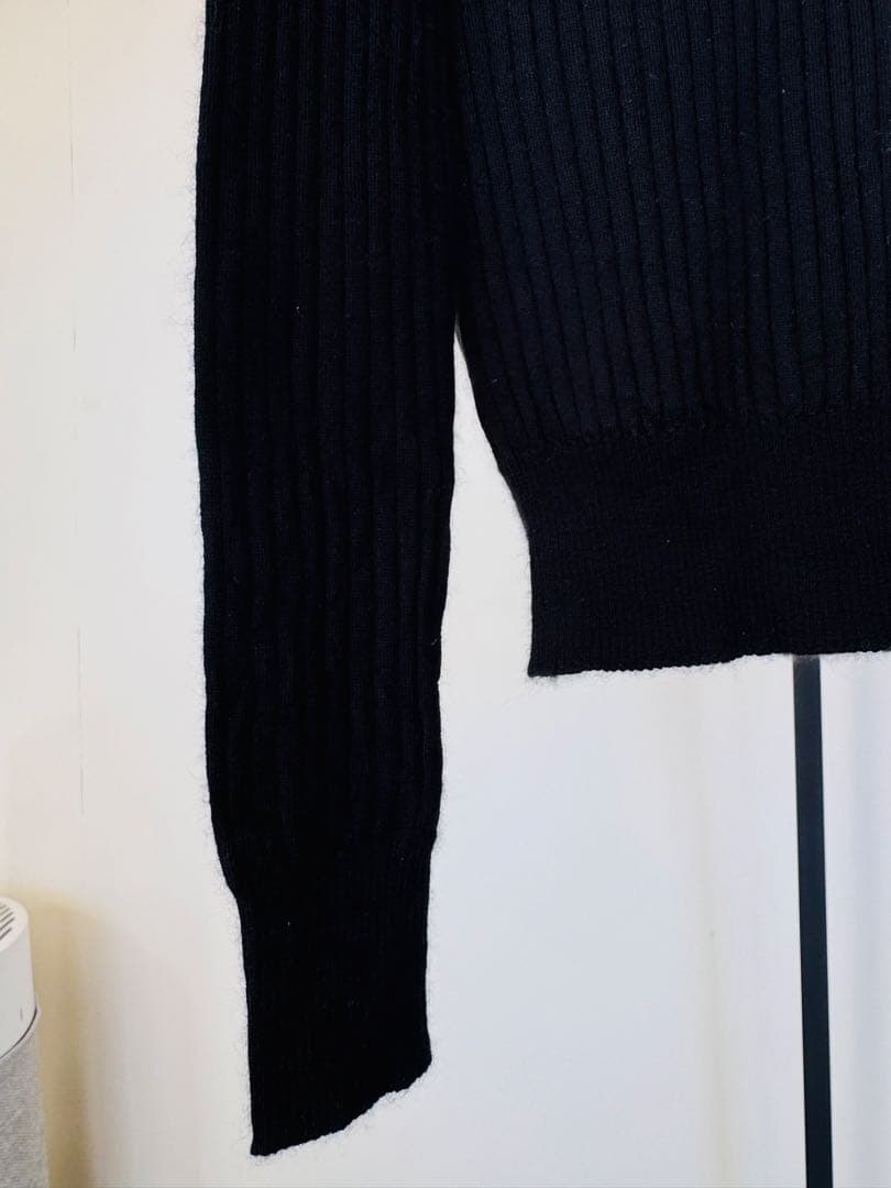 Drawer シルクカシミヤ ハイゲージタートルニット 黒