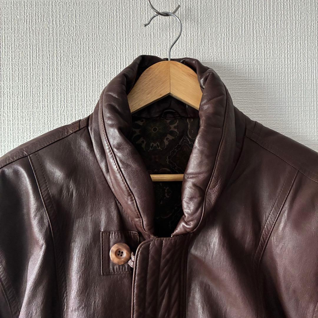 80's ヴィンテージ レザー ボンバージャケット ダークブラウン