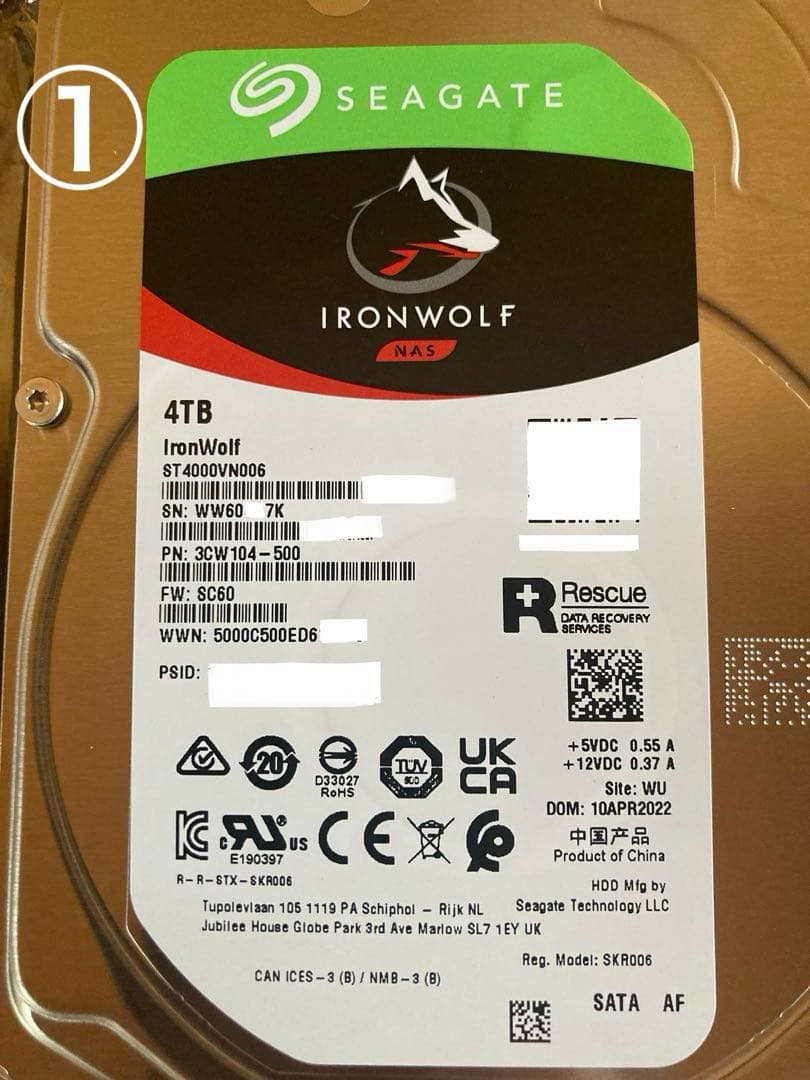 Seagate IronWolf 4TB HDD 4台セット