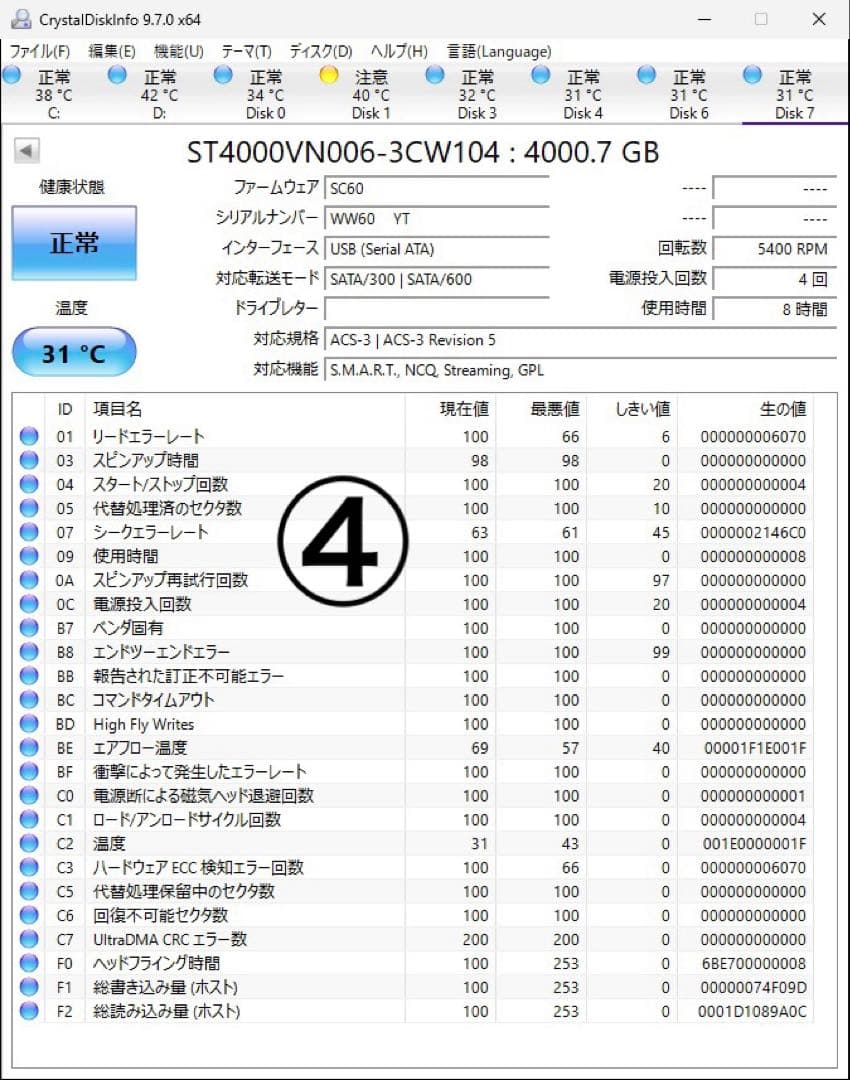 Seagate IronWolf 4TB HDD 4台セット