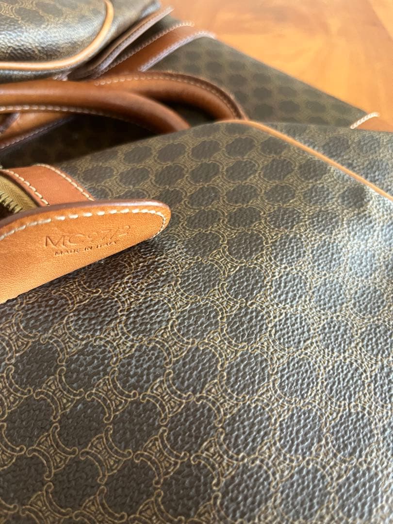 CELINE オールド セリーヌ マカダム ボストンバッグ ヴィンテージ