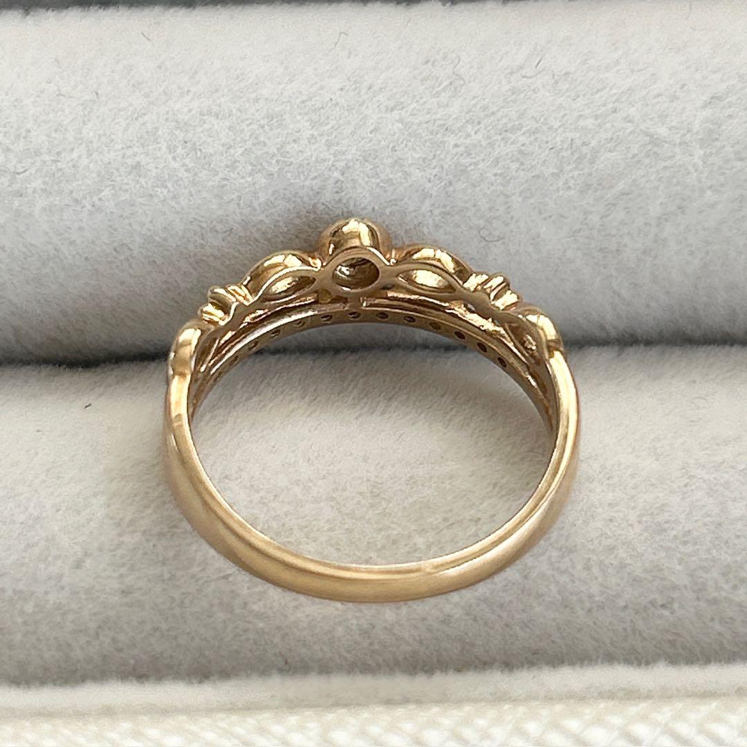 ツツミ K10 イエローゴールド ダイヤモンド ピンキーリング 7～8号 箱付き