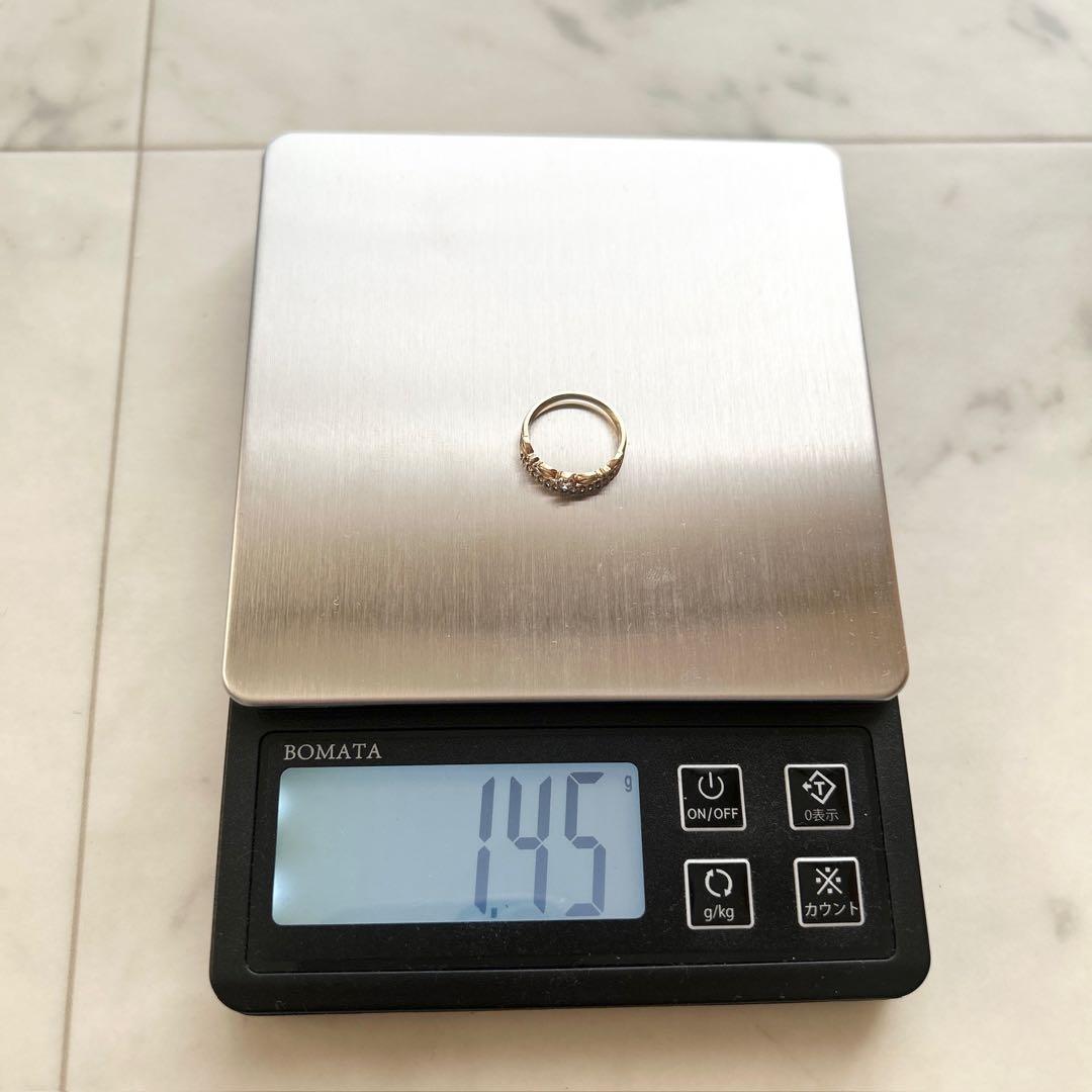 ツツミ K10 イエローゴールド ダイヤモンド ピンキーリング 7～8号 箱付き