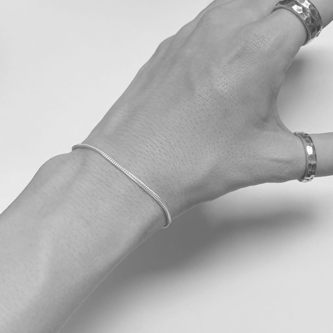 ITALY925 ヴィンテージ 編込み ヘリンボーンチェーン ブレスレット