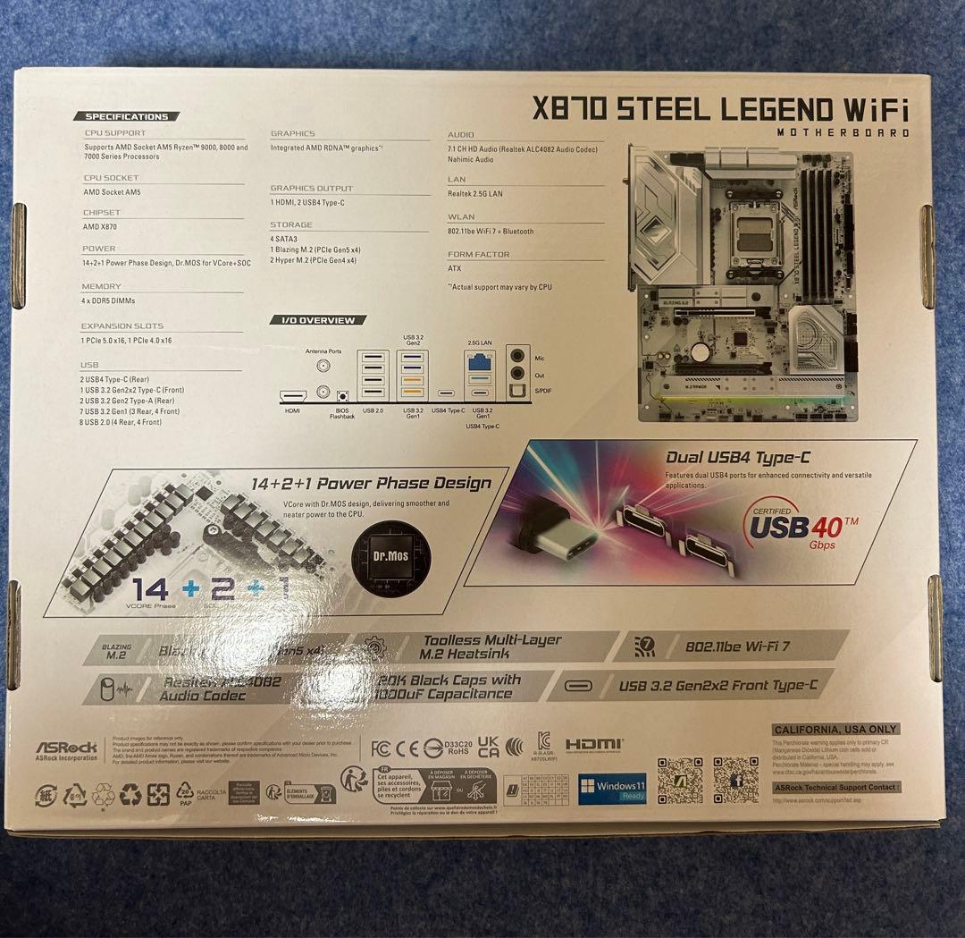 【未使用】Ryzen 7 9800X3D&X870 Steel Legend