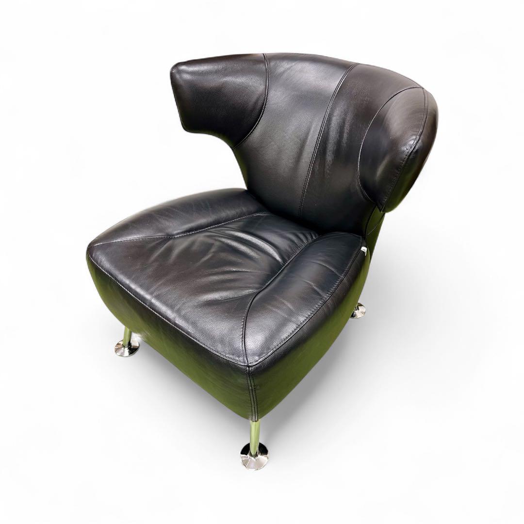 【IDC大塚家具】Domicil ドミシール 黒総革 アームチェア