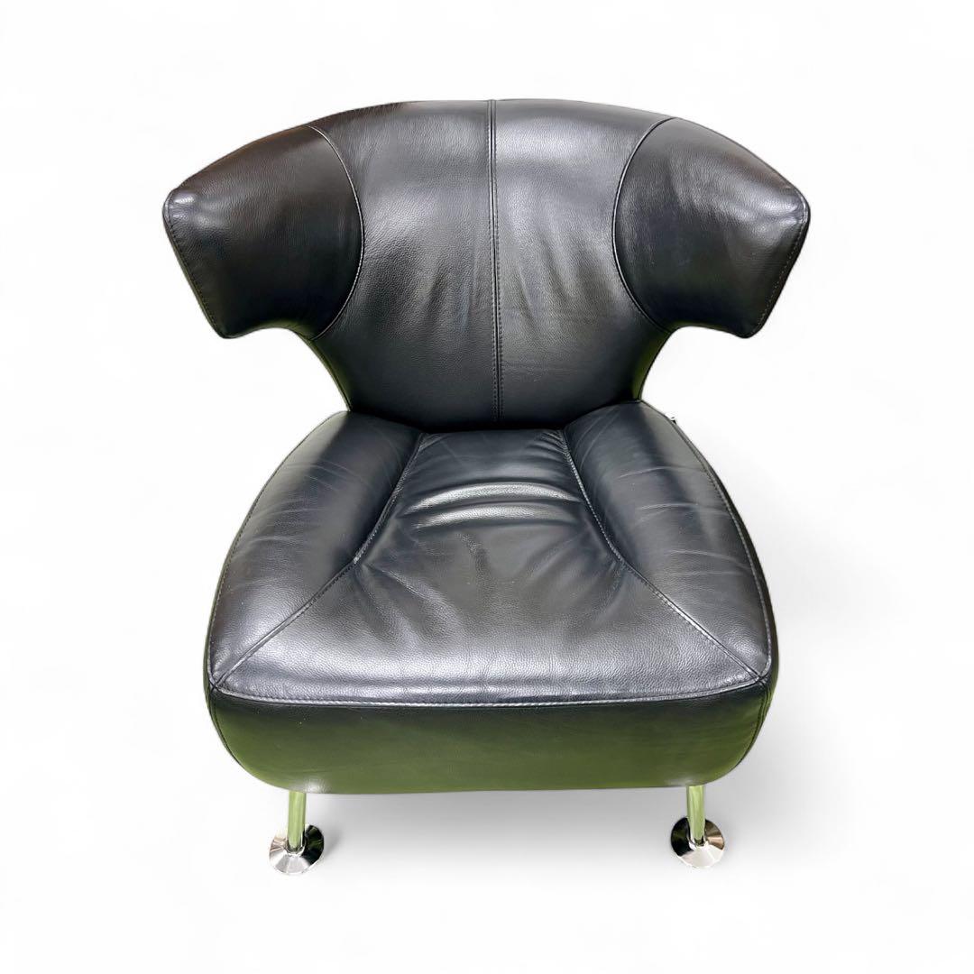 【IDC大塚家具】Domicil ドミシール 黒総革 アームチェア