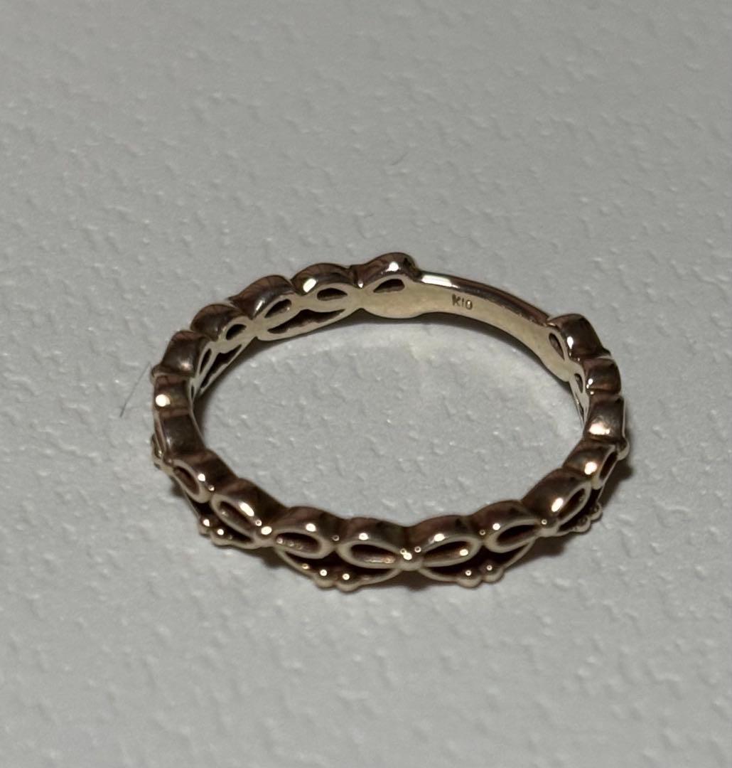 K10YG リボンモチーフ　ピンキーリング　3号