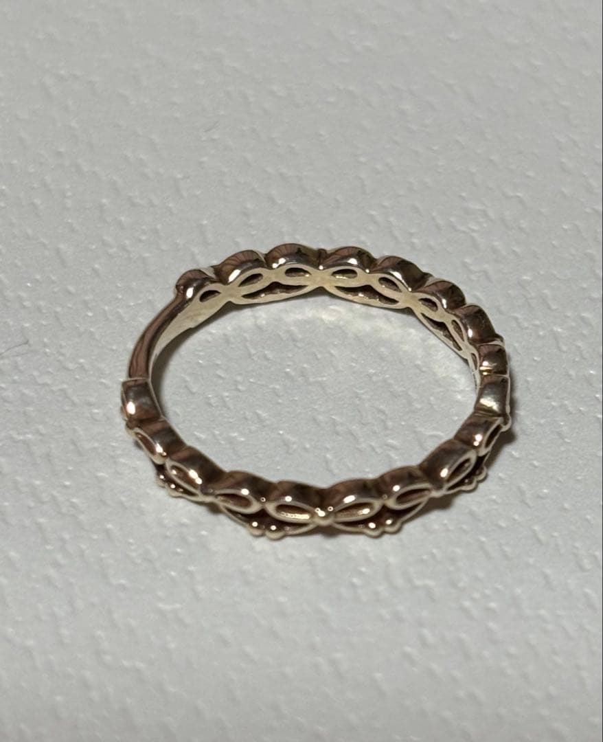 K10YG リボンモチーフ　ピンキーリング　3号