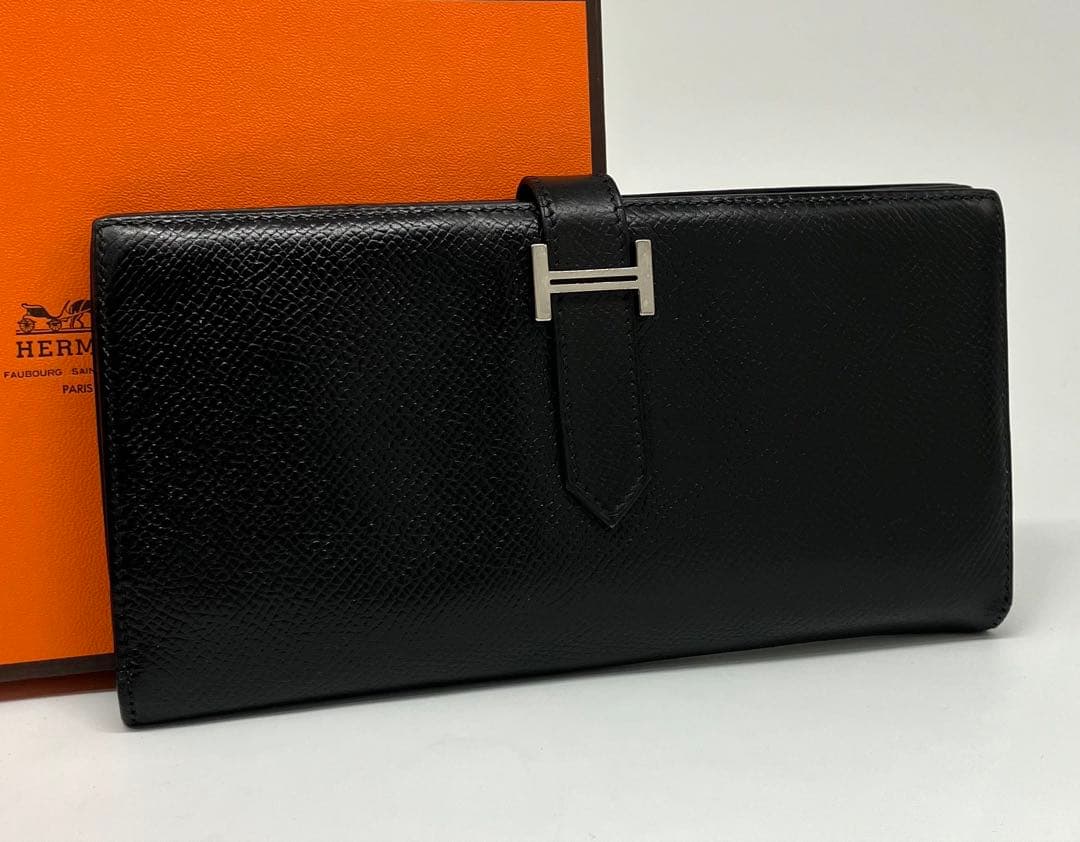 ⭐️ 美品 エルメス ベアン スフレ 二つ折り 長財布 ブラック エプソン 鑑定済