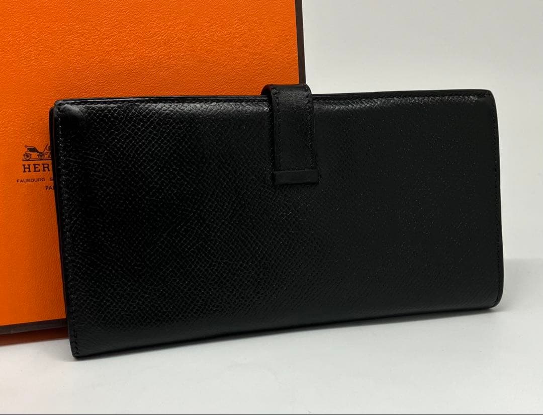 ⭐️ 美品 エルメス ベアン スフレ 二つ折り 長財布 ブラック エプソン 鑑定済