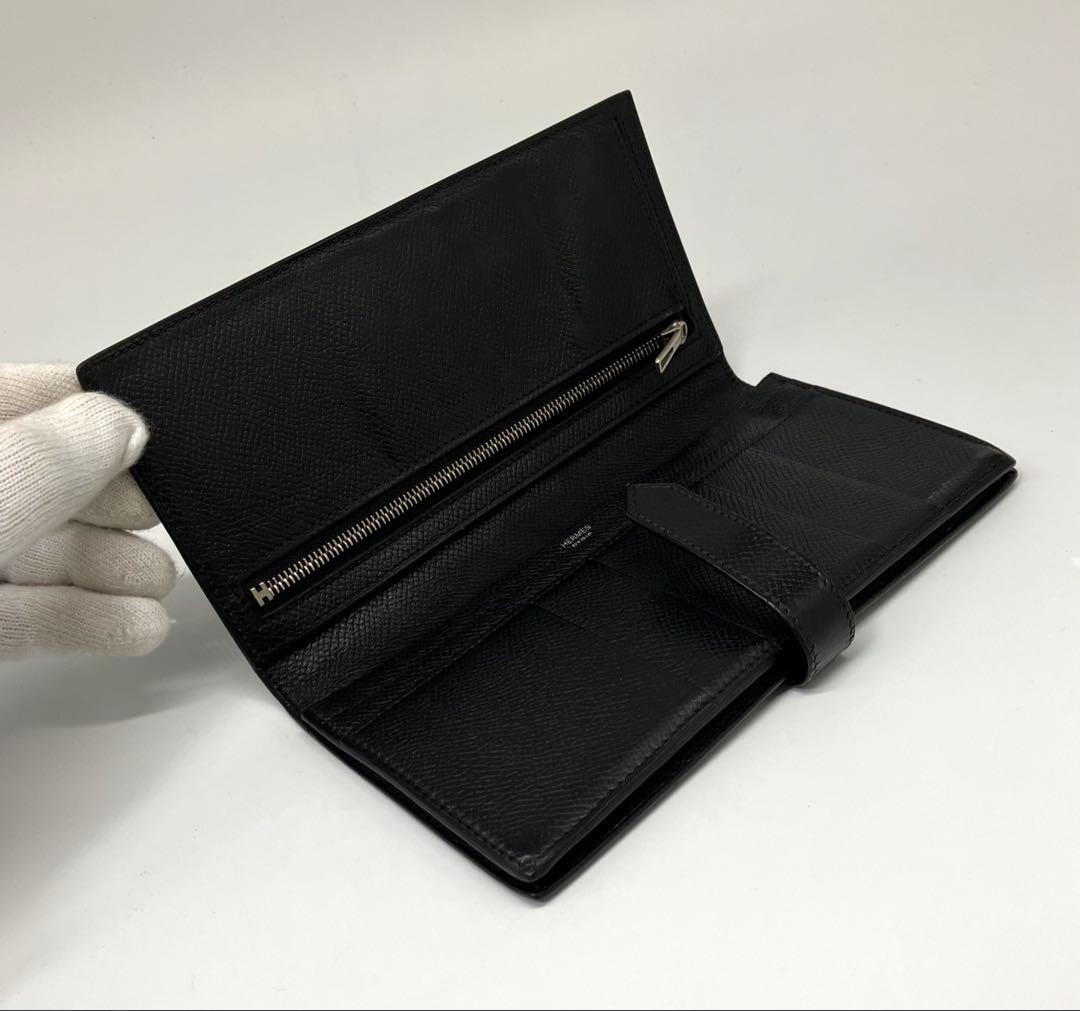 ⭐️ 美品 エルメス ベアン スフレ 二つ折り 長財布 ブラック エプソン 鑑定済