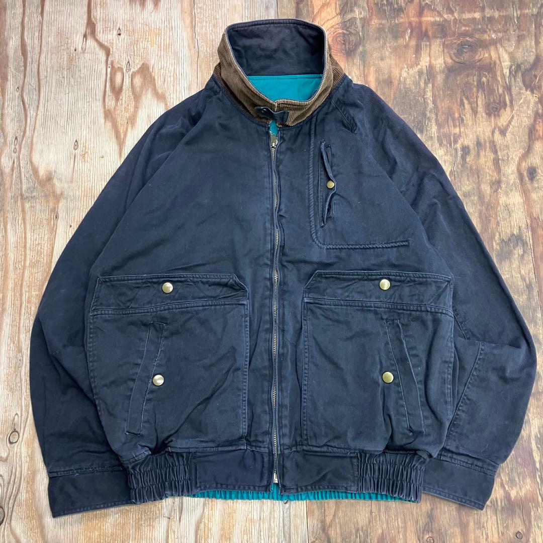 80s リバーシブル ハリントンジャケット 襟コーデュロイ VINTAGE