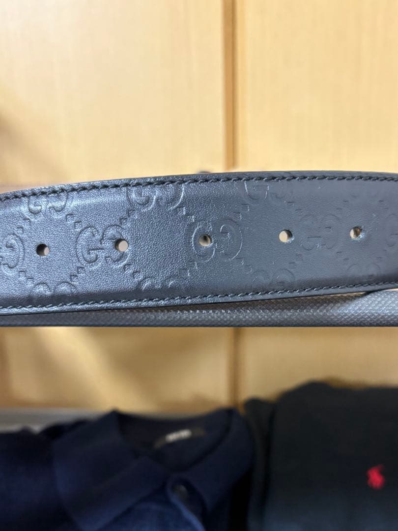 【美品】GUCCI グッチ ベルトブラック GG柄 インターロッキング メンズ