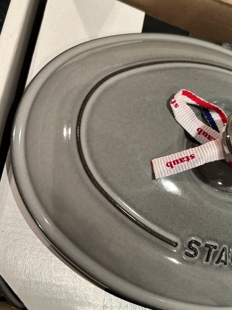 ◆新品未使用◆STAUB オーバルホットプレート グレー＊ミトン・ココット付き＊