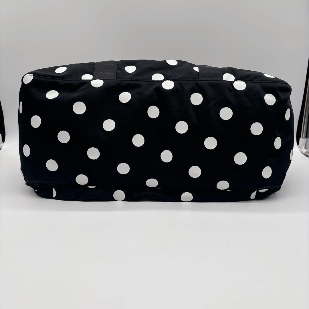 未使用級♡アニエスベー ドット柄 ボストンバッグ 南京錠 ポーチ付き 大容量