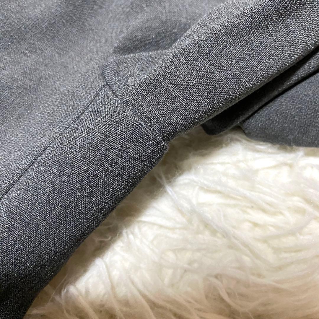 美品✨Indivi スーツ セットアップ ノーカラー グレー ジャケット パンツ