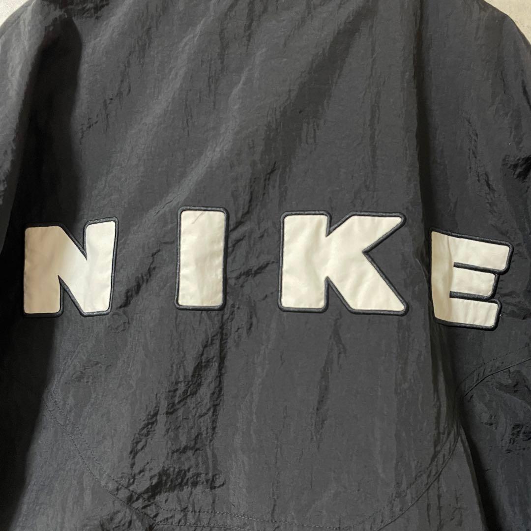 NIKEナイキナイロントラックジャケットハーフジップ黒ブラック刺繍ロゴ希少90s