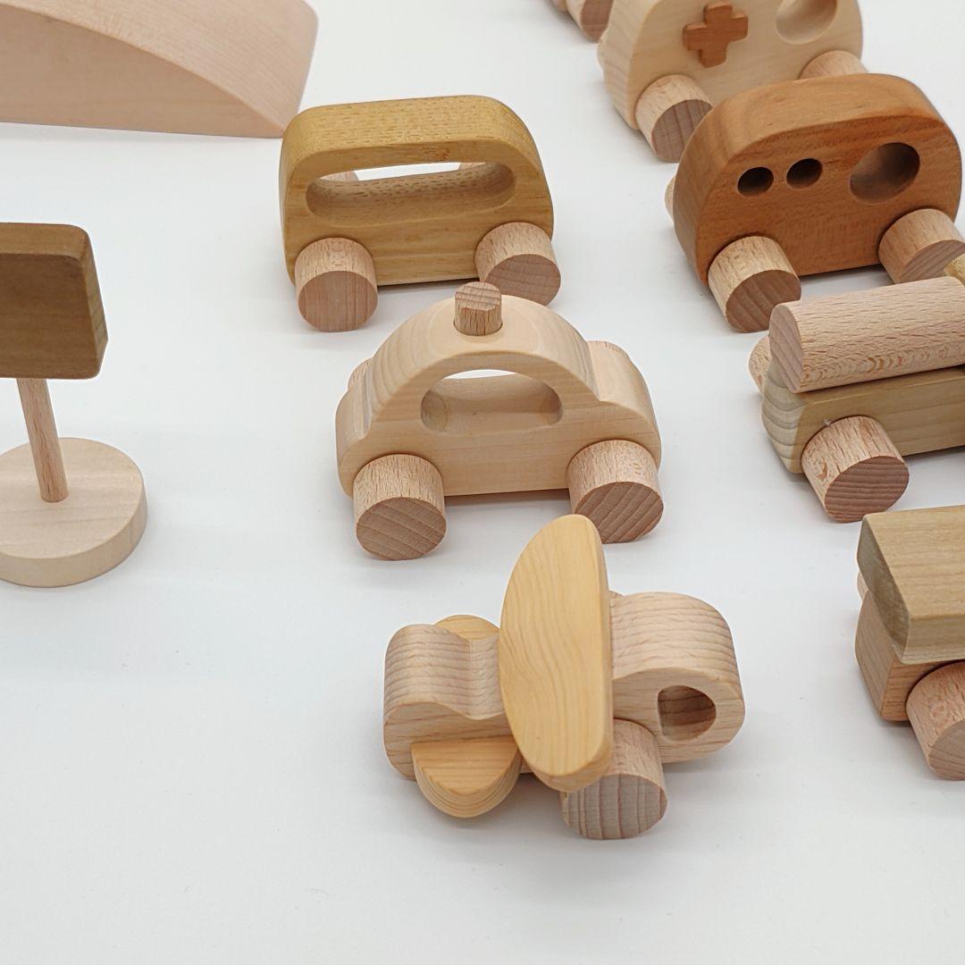 山のくじら舎　なかよしライブラリー　トイホフ　木製 くるまセット　積み木