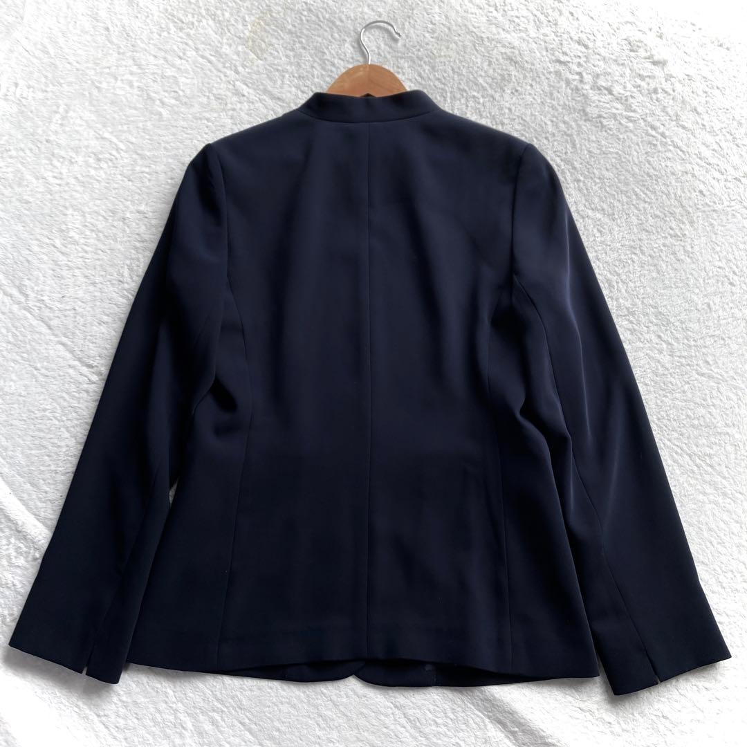 美品 PLST パンツスーツセットアップ 洗える ストレッチ 濃紺色 M