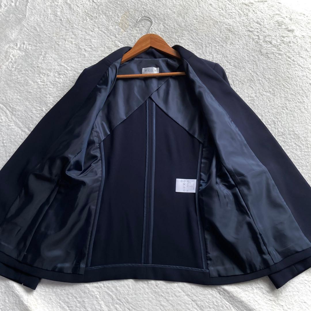 美品 PLST パンツスーツセットアップ 洗える ストレッチ 濃紺色 M