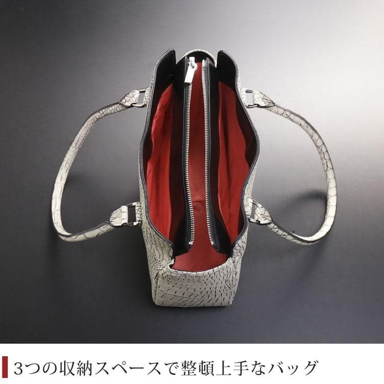 新品 定価14万円 CROIX  クロコダイル バッグ ホワイト系