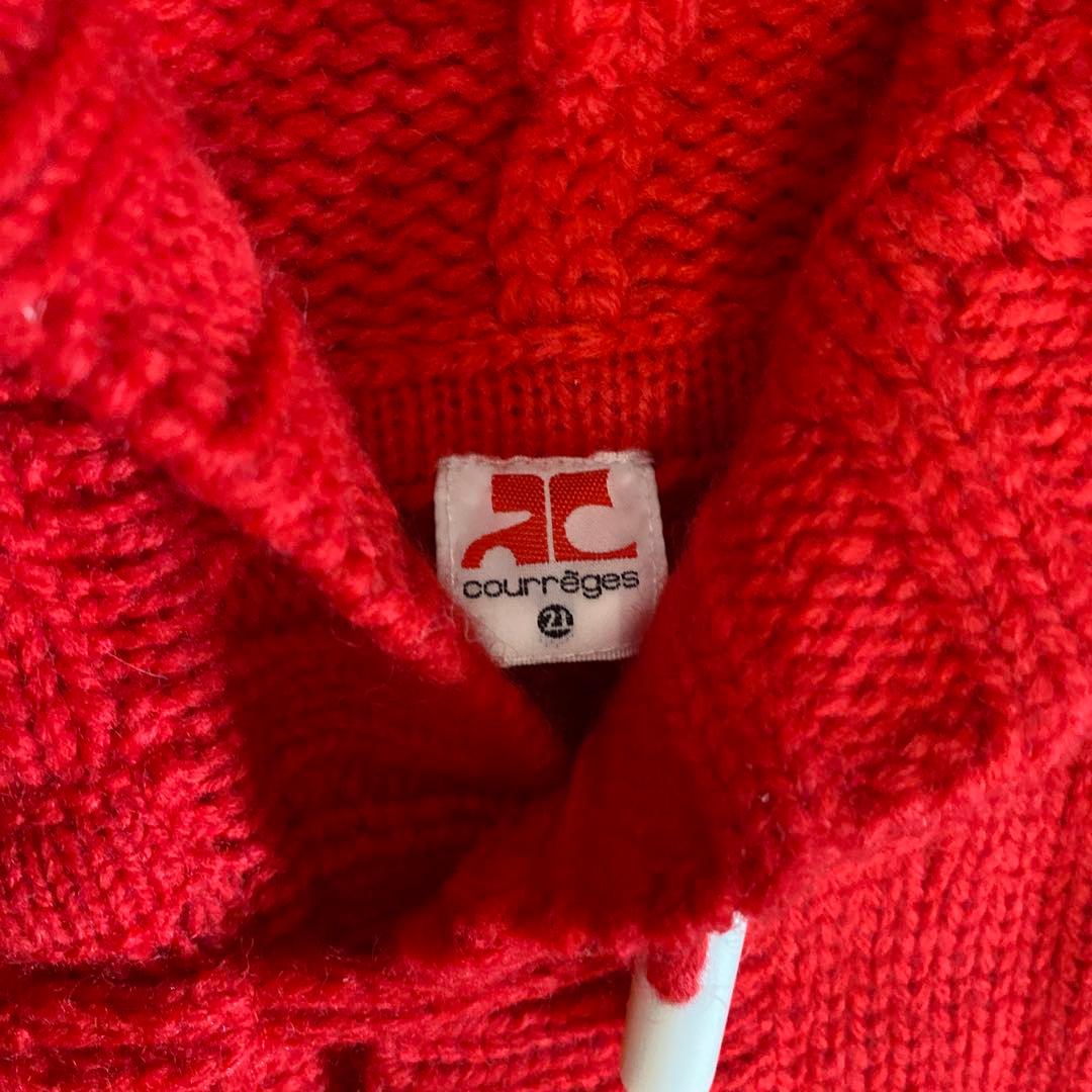 courrèges クレージュ　フード付きニットダッフルコート