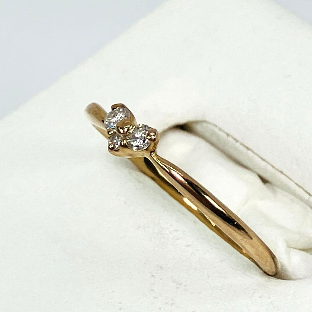 K18YG ハートモチーフ ダイヤモンドリング D:0.08ct
