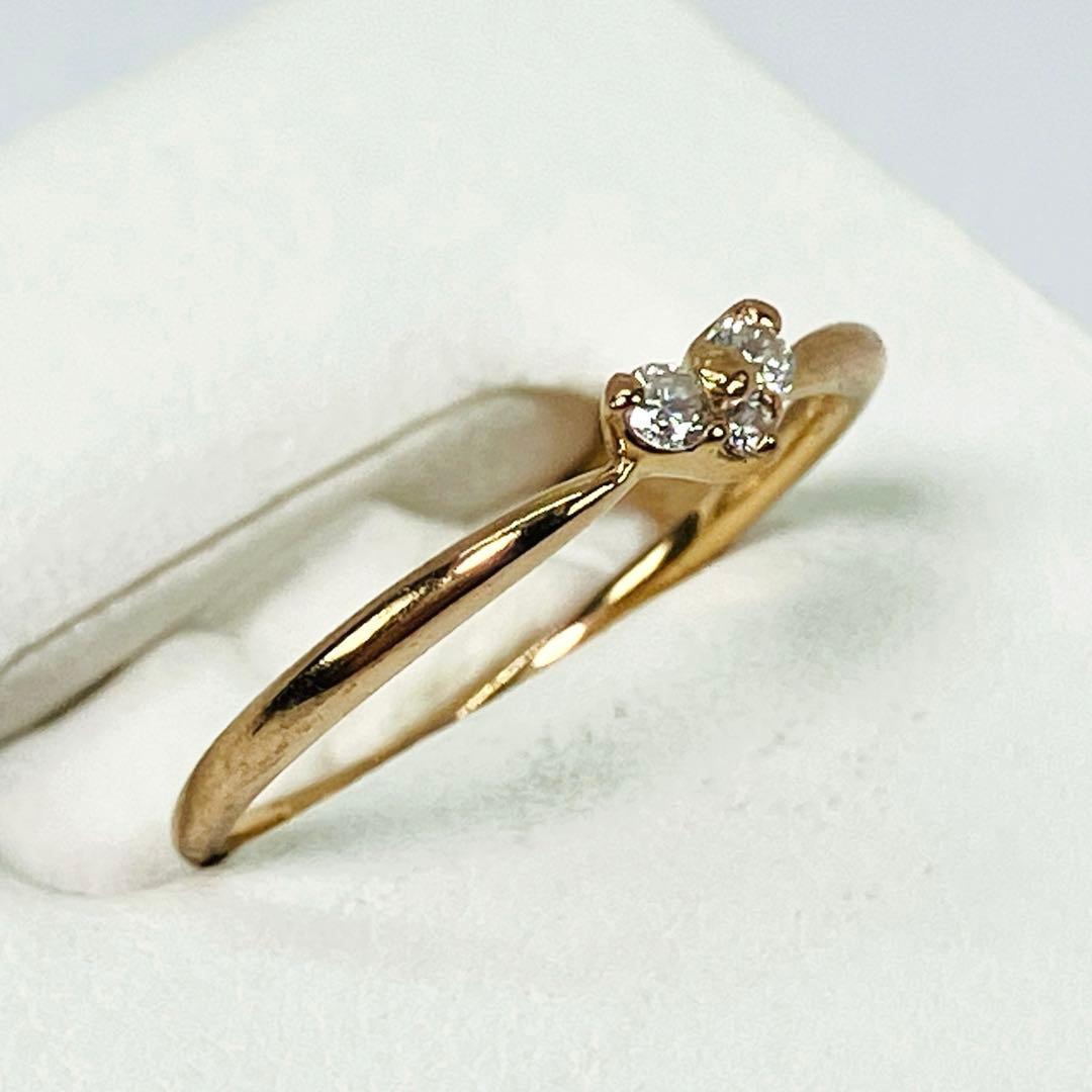 K18YG ハートモチーフ ダイヤモンドリング D:0.08ct