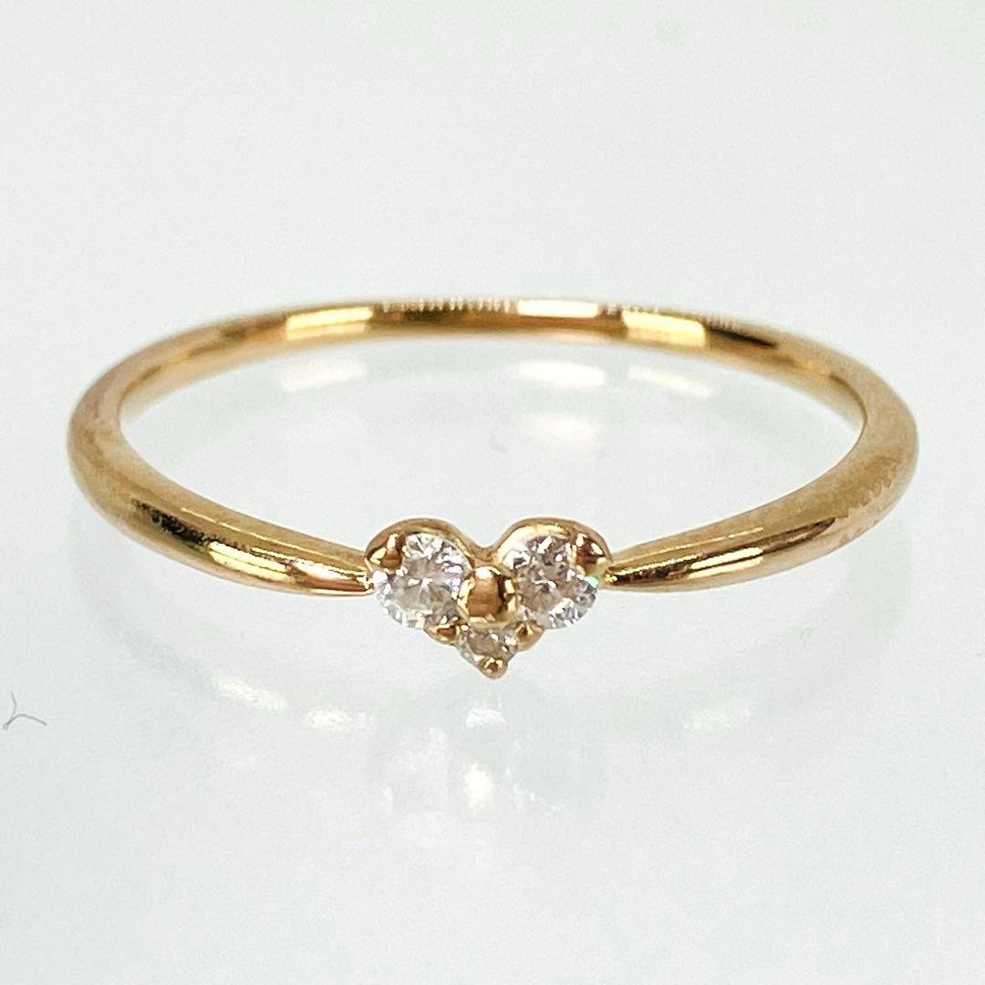 K18YG ハートモチーフ ダイヤモンドリング D:0.08ct