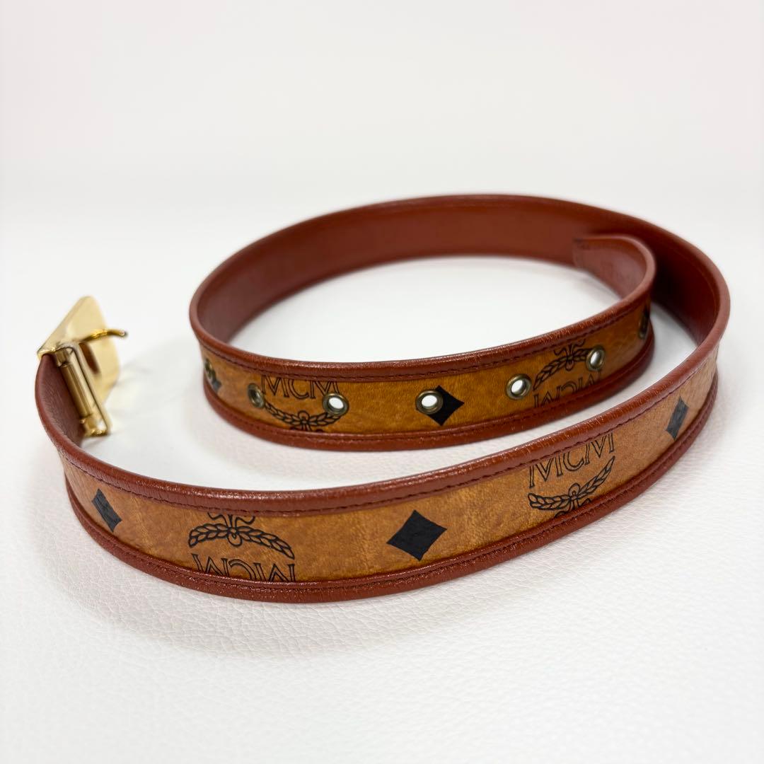 美品✨MCM　ロゴバックル　レザー ベルト モノグラム