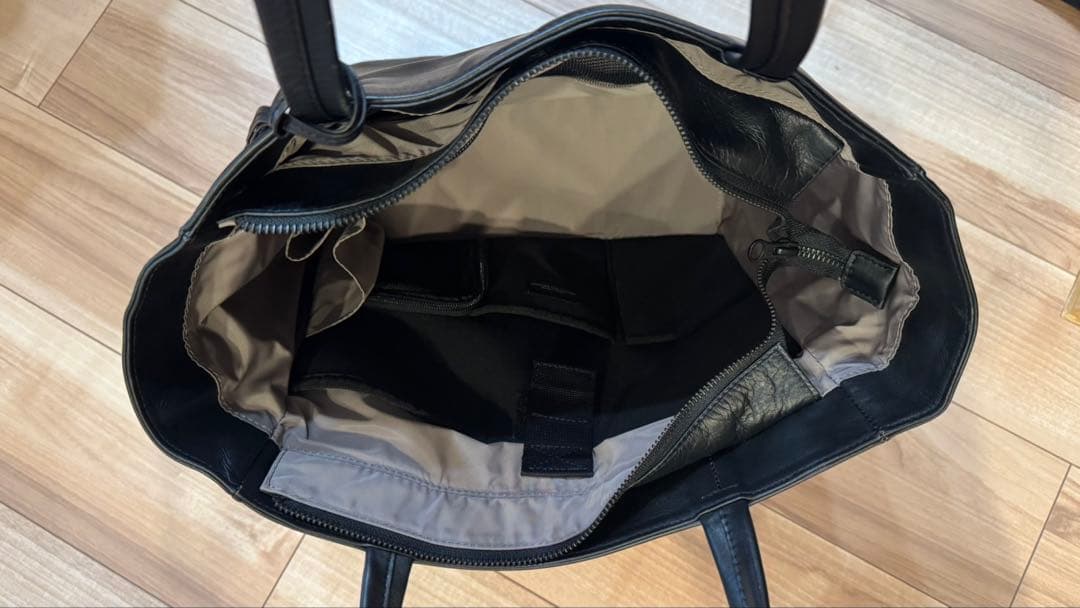 ユナイテッドアローズ/グリーンレーベルリラクシング/本革トートバッグ/黒ブラック