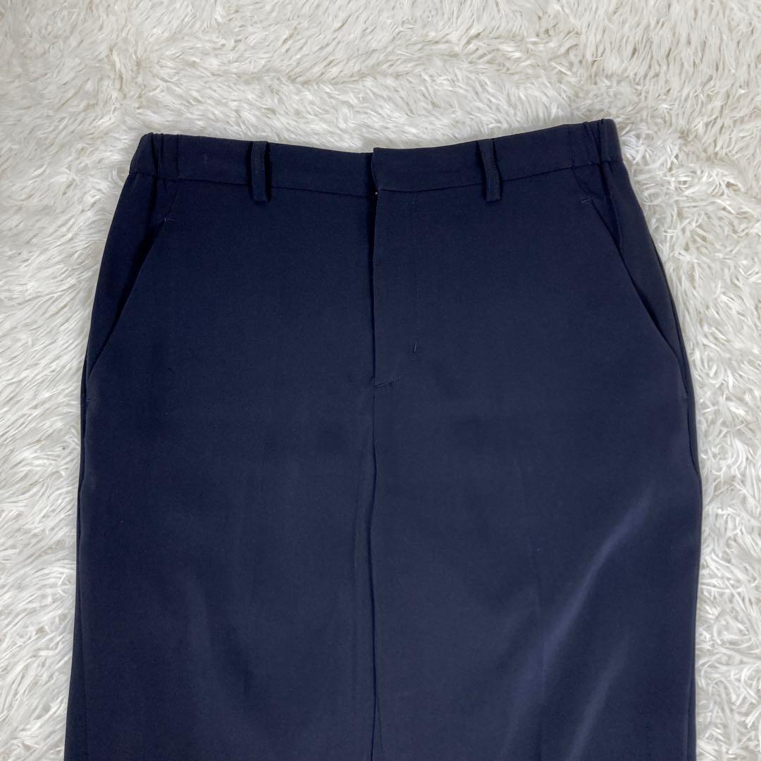 アデイインザライフ　セットアップスーツ　ノーカラー　ウォッシャブル　ネイビー　L