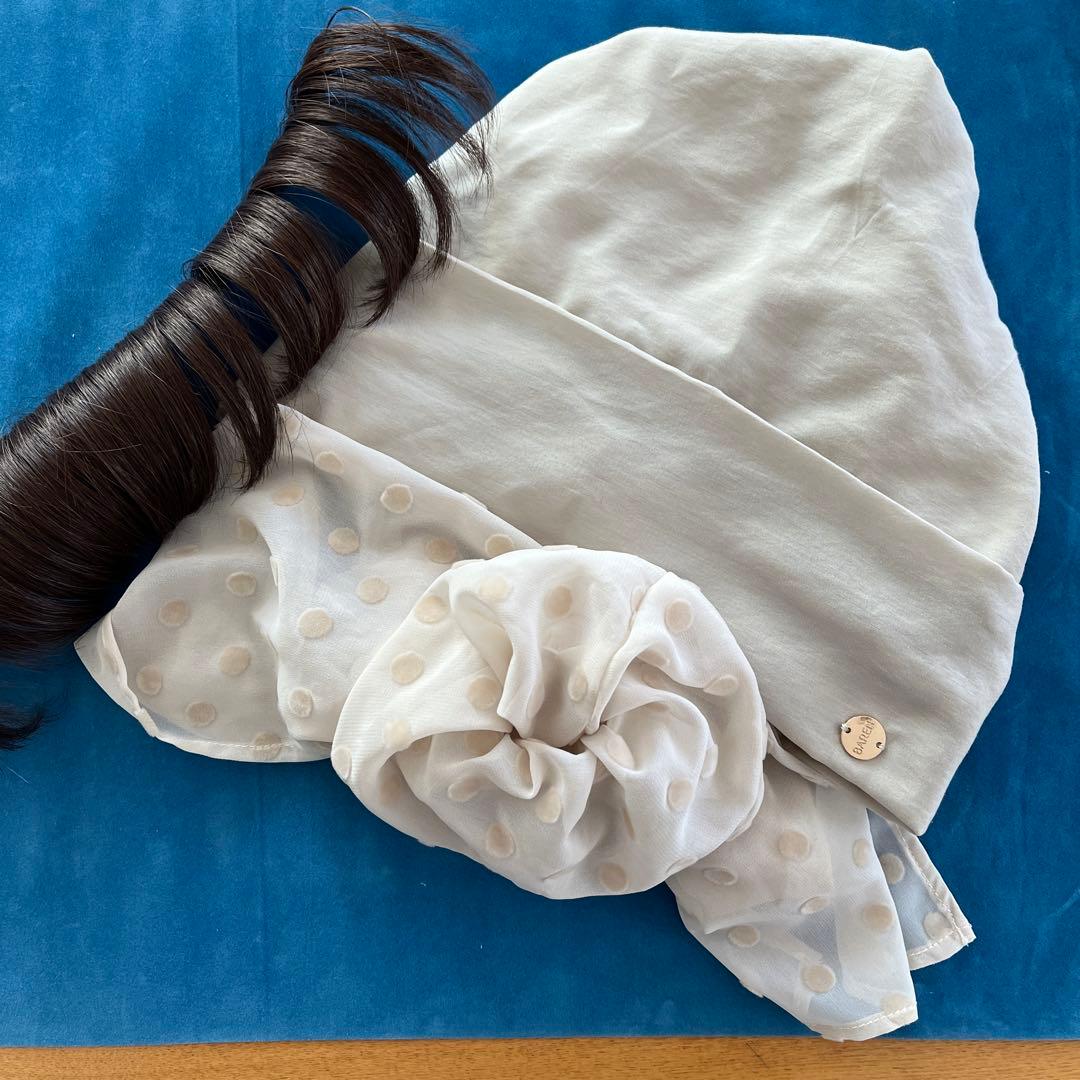 BAREN 前髪ウィッグ付き医療用帽子 ドットシフォンベージュ