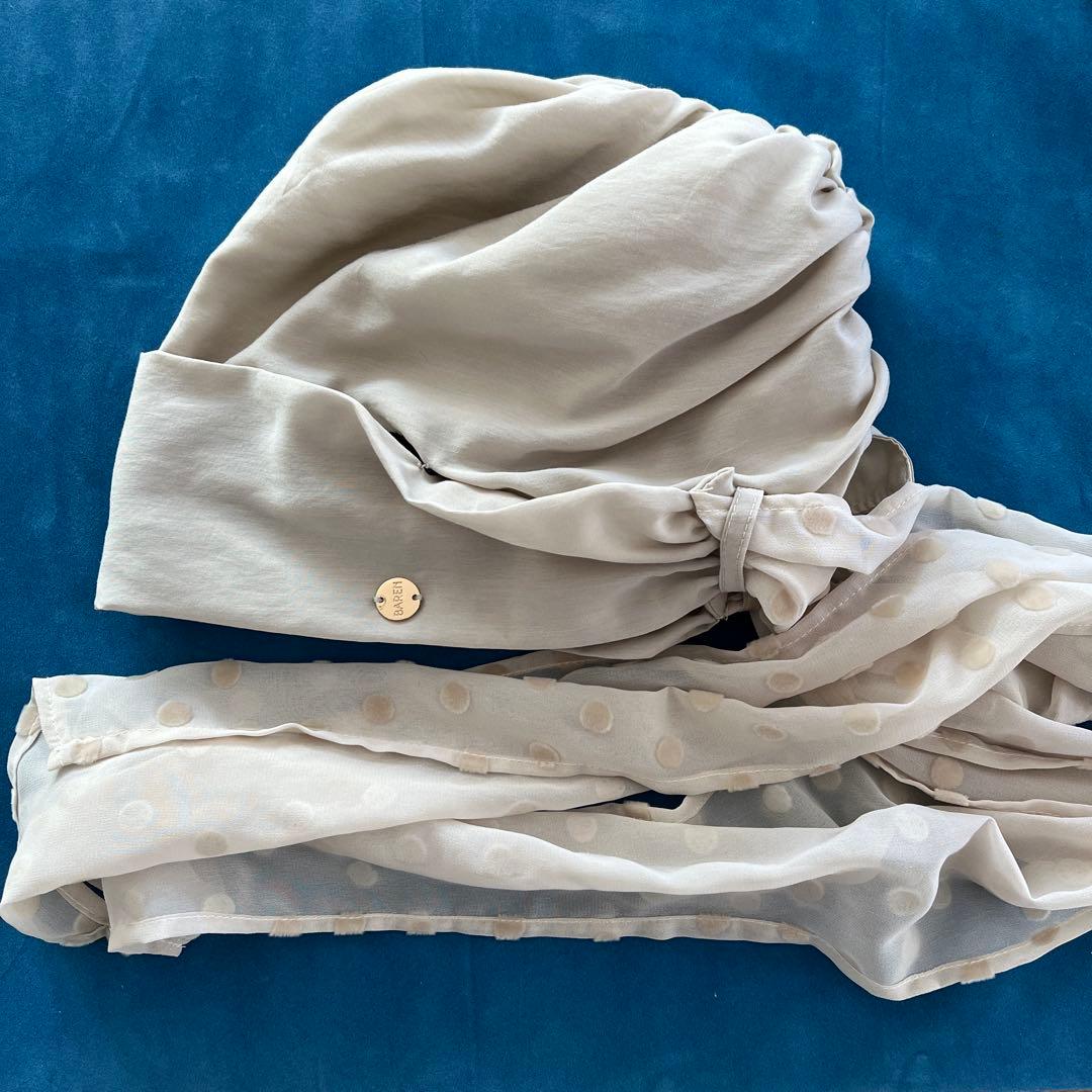 BAREN 前髪ウィッグ付き医療用帽子 ドットシフォンベージュ