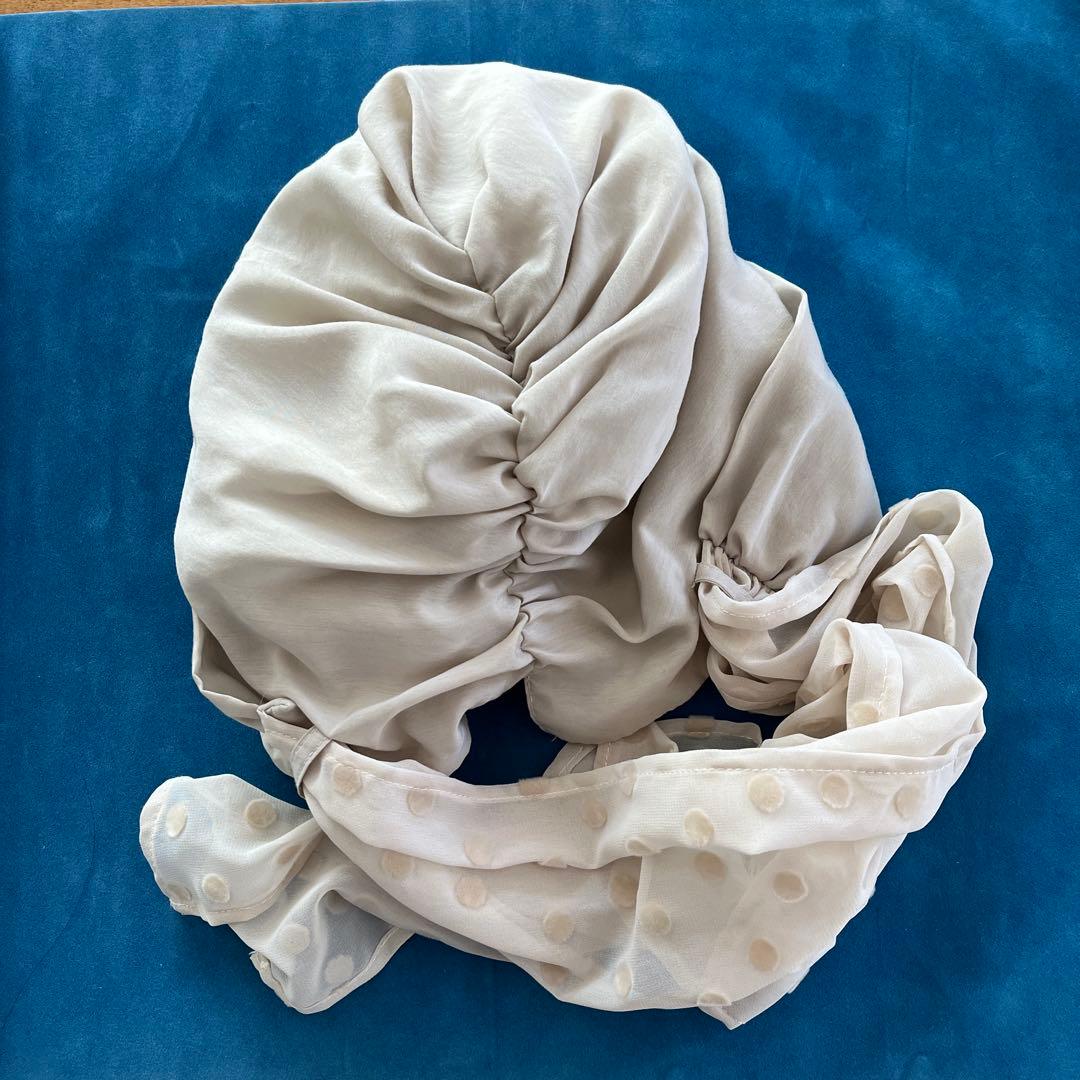 BAREN 前髪ウィッグ付き医療用帽子 ドットシフォンベージュ