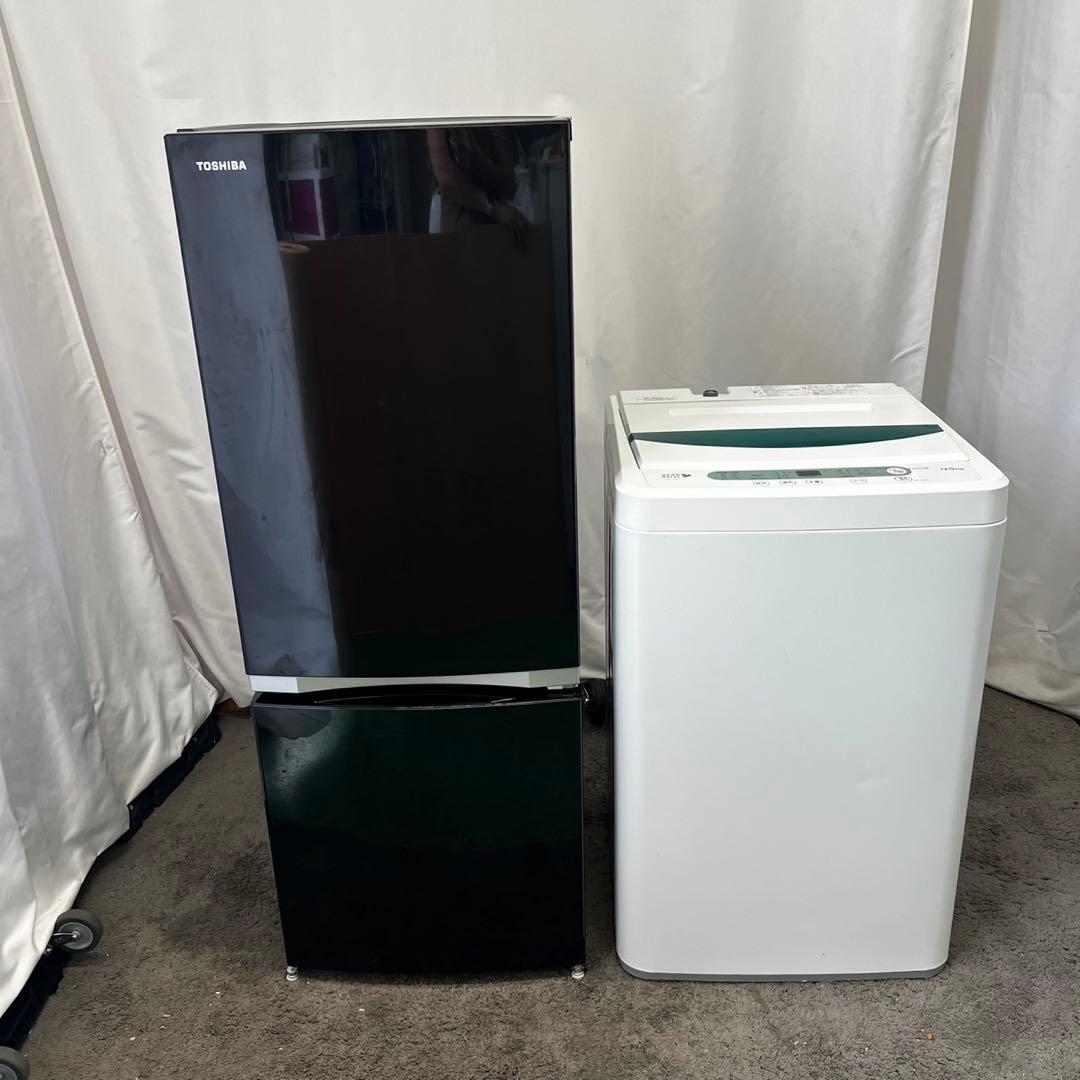 800⭕️洗濯機　冷蔵庫　一人暮らし　安い　東芝　小型　設置無料　黒