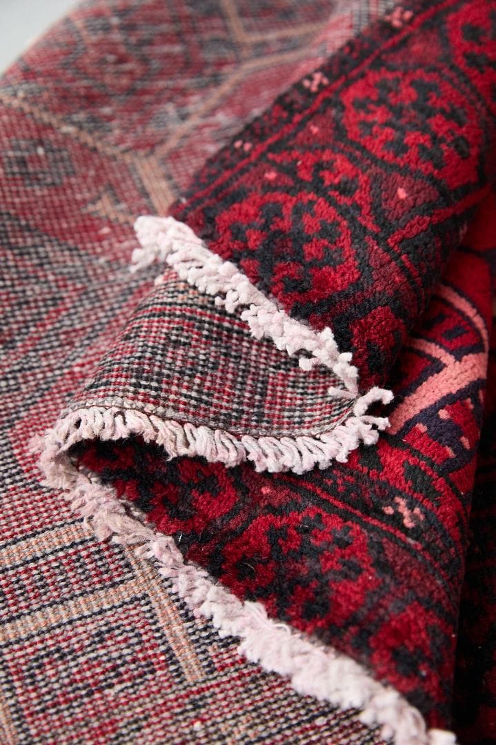 ヴィンテージラグ　ペルシャ絨毯　トライバルラグ　（193×102cm）赤　黒