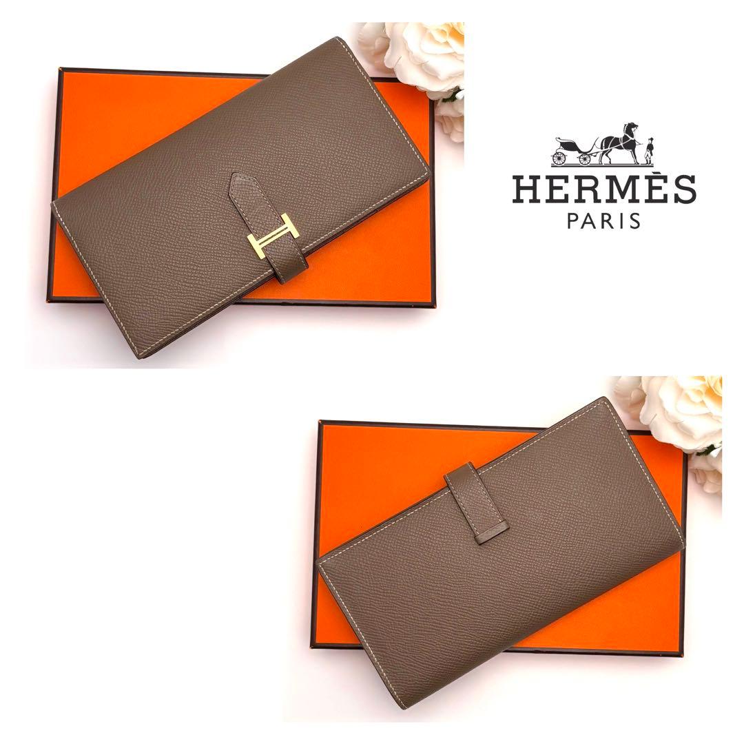 1点限り‼️HERMES エルメス べアン スフレ エトゥープ ブラウン 長財布