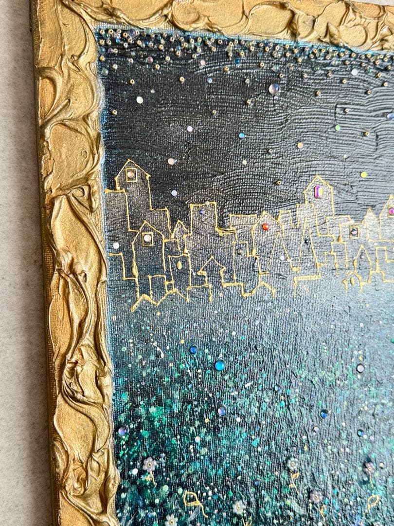 アクリル画テクスチャーアートno.839抽象画キャンバスアートパネル夜景