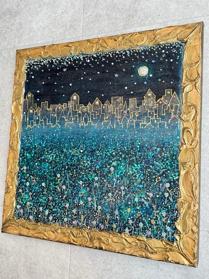 アクリル画テクスチャーアートno.839抽象画キャンバスアートパネル夜景