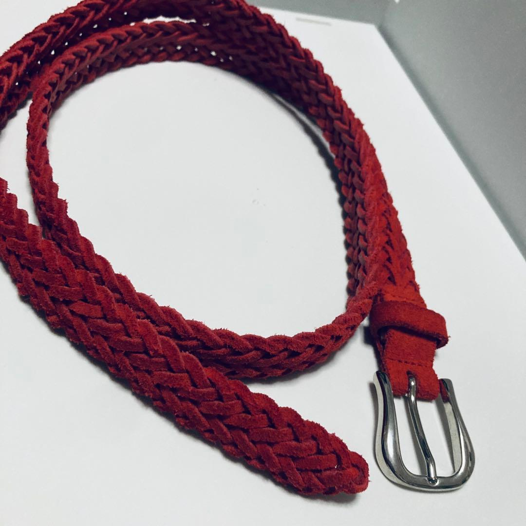 【美品 フランス製】スエード編み込みベルト ATELIER AMBOISE