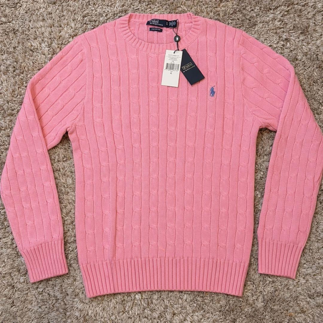 Polo by Ralph Lauren ピンク ケーブルニットセーター XL
