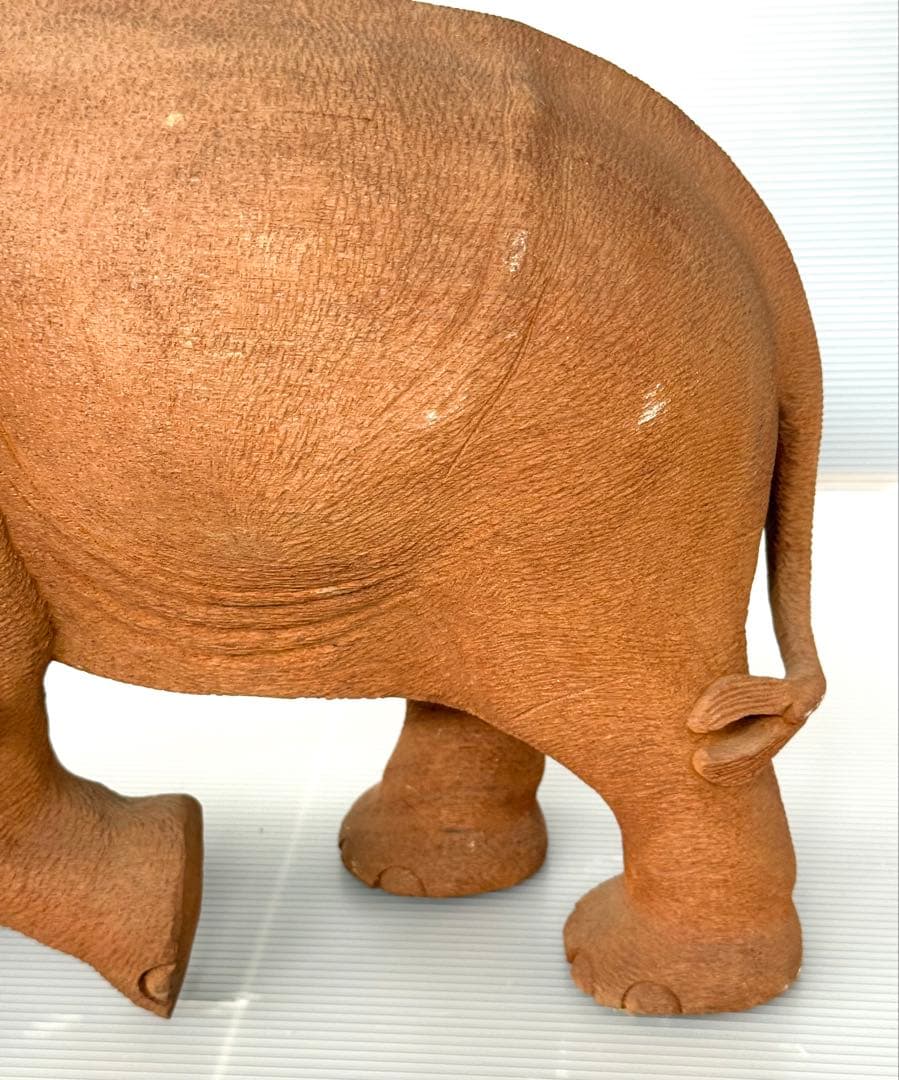 珍しい 希少！50cm リアル 一刀彫り 親子 ゾウ 彫刻 アンティーク 象